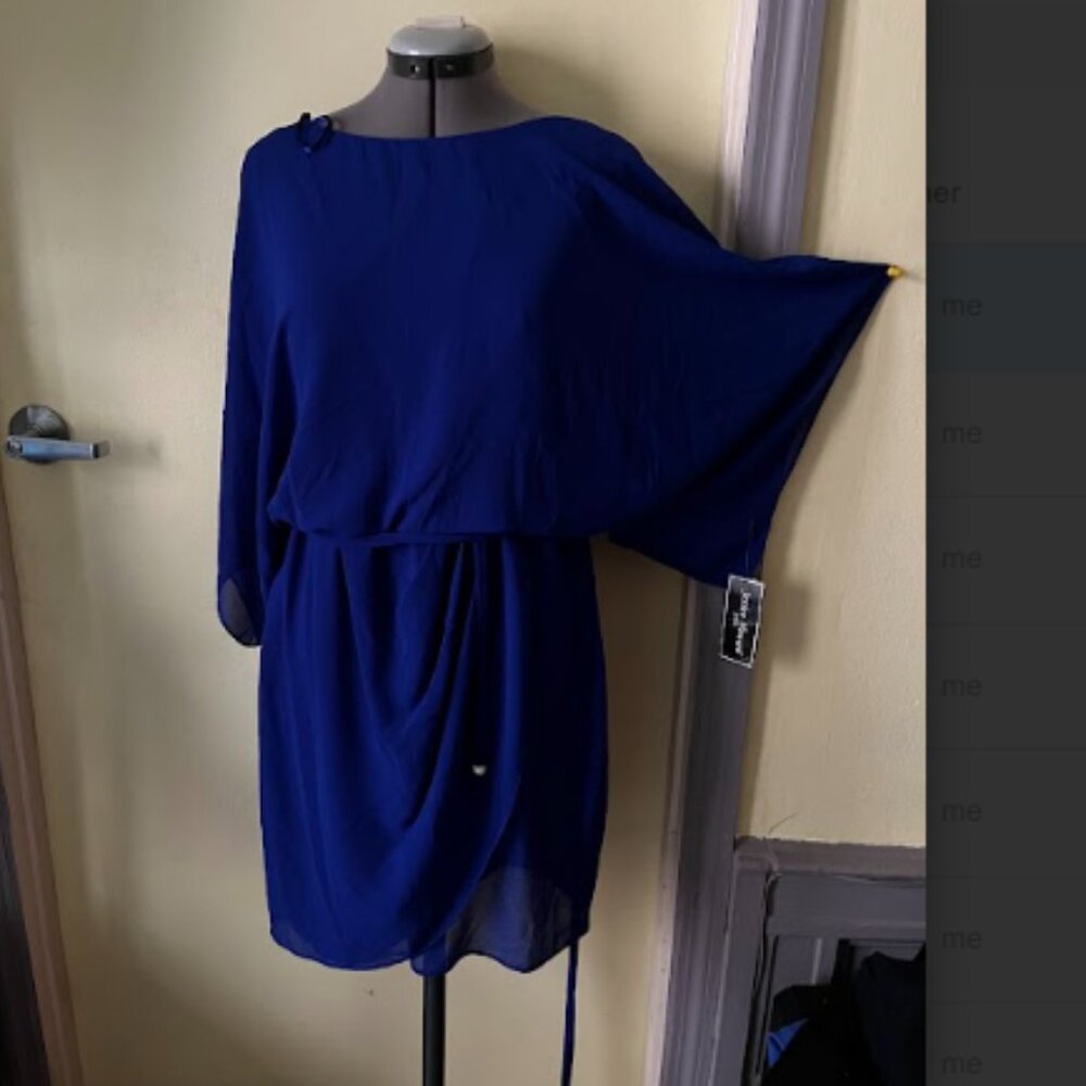 Blue waist tie dress
